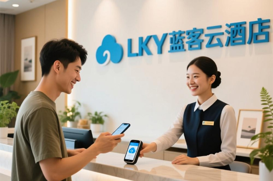 LKY蓝客云“碰一下”10秒智能入住，传统酒店焕新机2