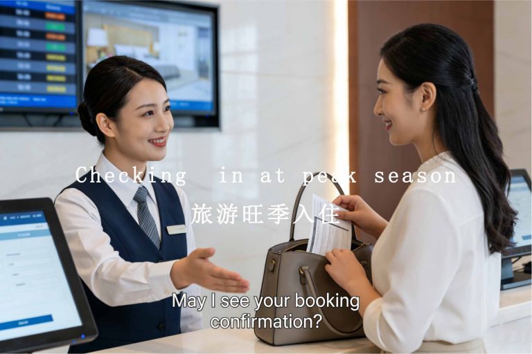 Checking  in at peak season 旅游旺季入住