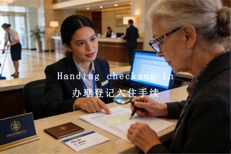 Handing checkung-in 办理登记入住手续