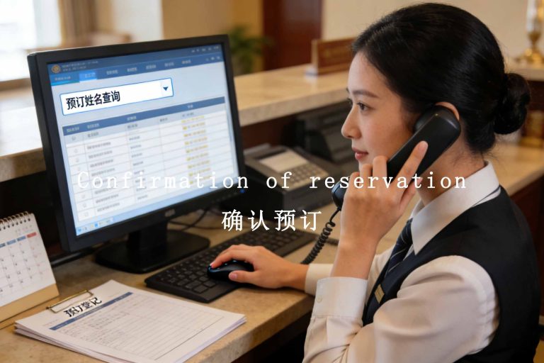 Confirmation of reservation 确认预订